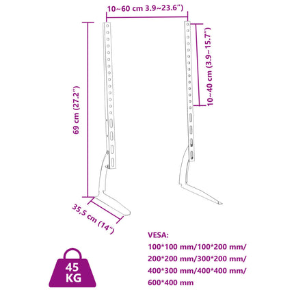 TV-Ständer, 2-teilig, für Bildschirme von 32 bis 75 Zoll, max. VESA 600 x 400 mm, 45 kg