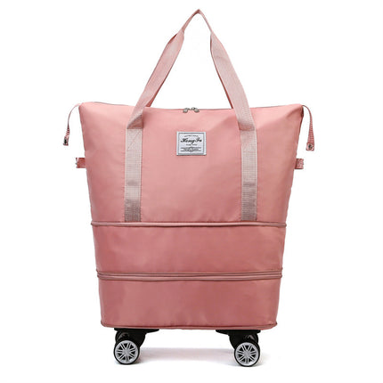 New Universal Wheel Travel Women Bag With Double-layer