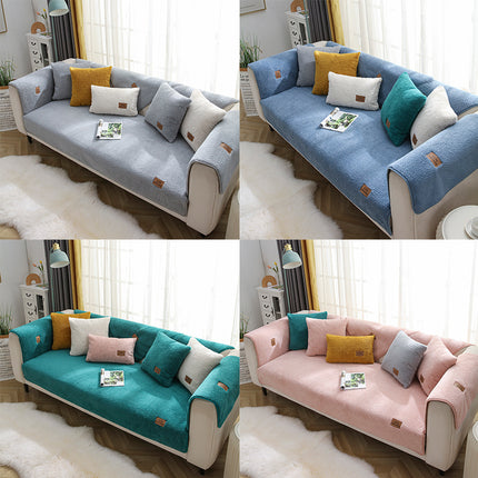 Modern Solid Color Winter Lamb Wool Sofa Towel Thicken Plush
