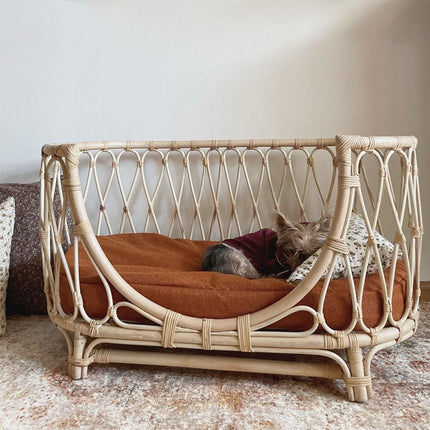 Handgefertigtes Haustierbett aus Rattan, Haustierbett-Sofa für Hunde