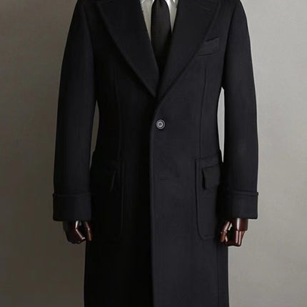 Men's Double Breasted Medium Length Pure Cashmere Coat