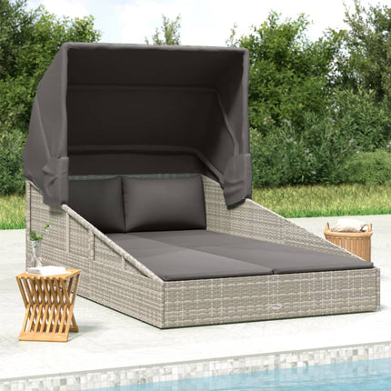 Sonnenliege mit faltbarem Sonnendach, 200x Polyrattan