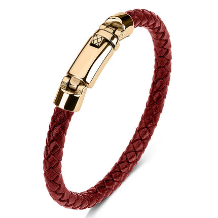 Hand-woven Leather Stainless Steel  Men And Women Bracelet