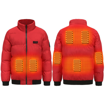 USB-Heated Windproof Winter Jacket with Cotton Padding