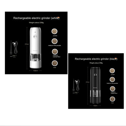 Rechargeable Electric Pepper And Salt Grinder Set One-Handed No Battery Needed Automatic Grinder With Adjustable Coarseness LED Light Refillable