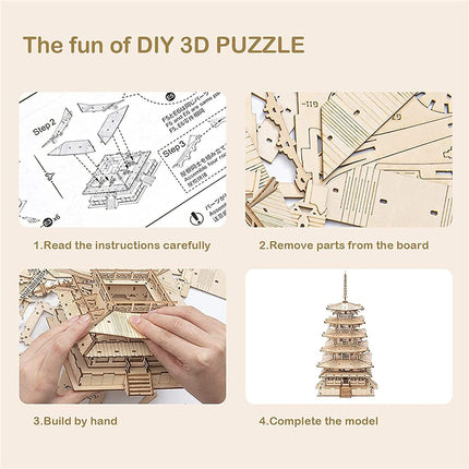 Robotime Five-storied Pagoda 3D Wooden Puzzle